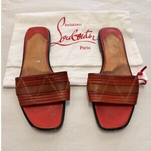 Christian Louboutin Burgundy Mule Slide Sandal Size EU 37.5 US 7.5